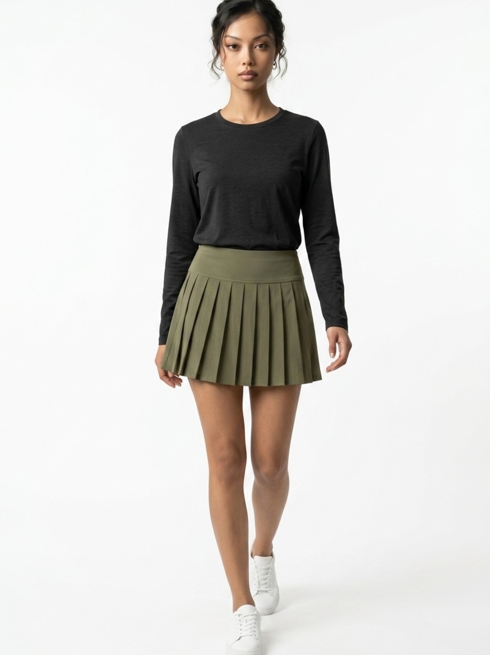 Self Esteem Sport Satin Pleated Pullon Women's L Wide Waist Skort Mini Skirt